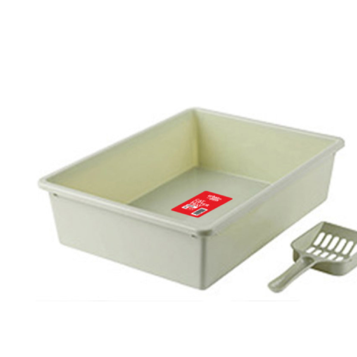 Cat Litter Tray with Scoop Green, Medium, 38 x 28 x 10 cm