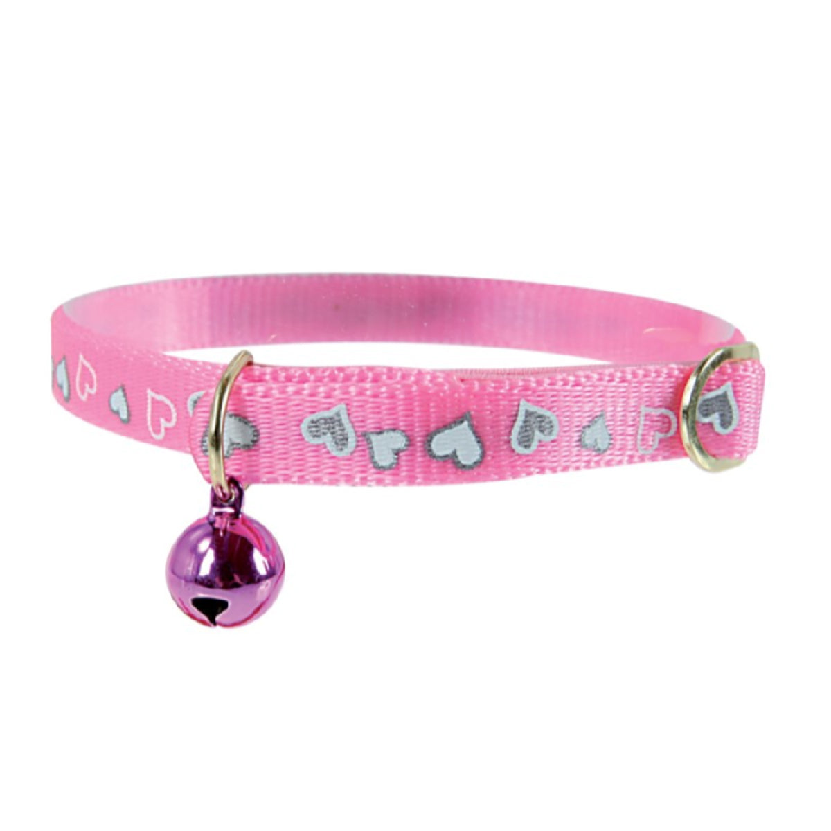 Reflective Heart Collar Pink