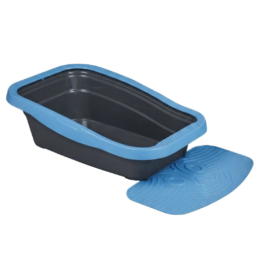 Nella Kit Cat Litter Tray with Mat Blue 80 x 36.5 x 18 cm