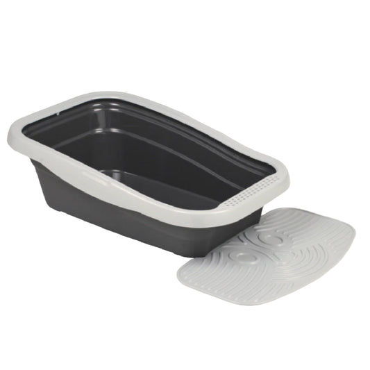 Nella Kit Cat Litter Tray with Mat Grey 80 x 36.5 x 18 cm