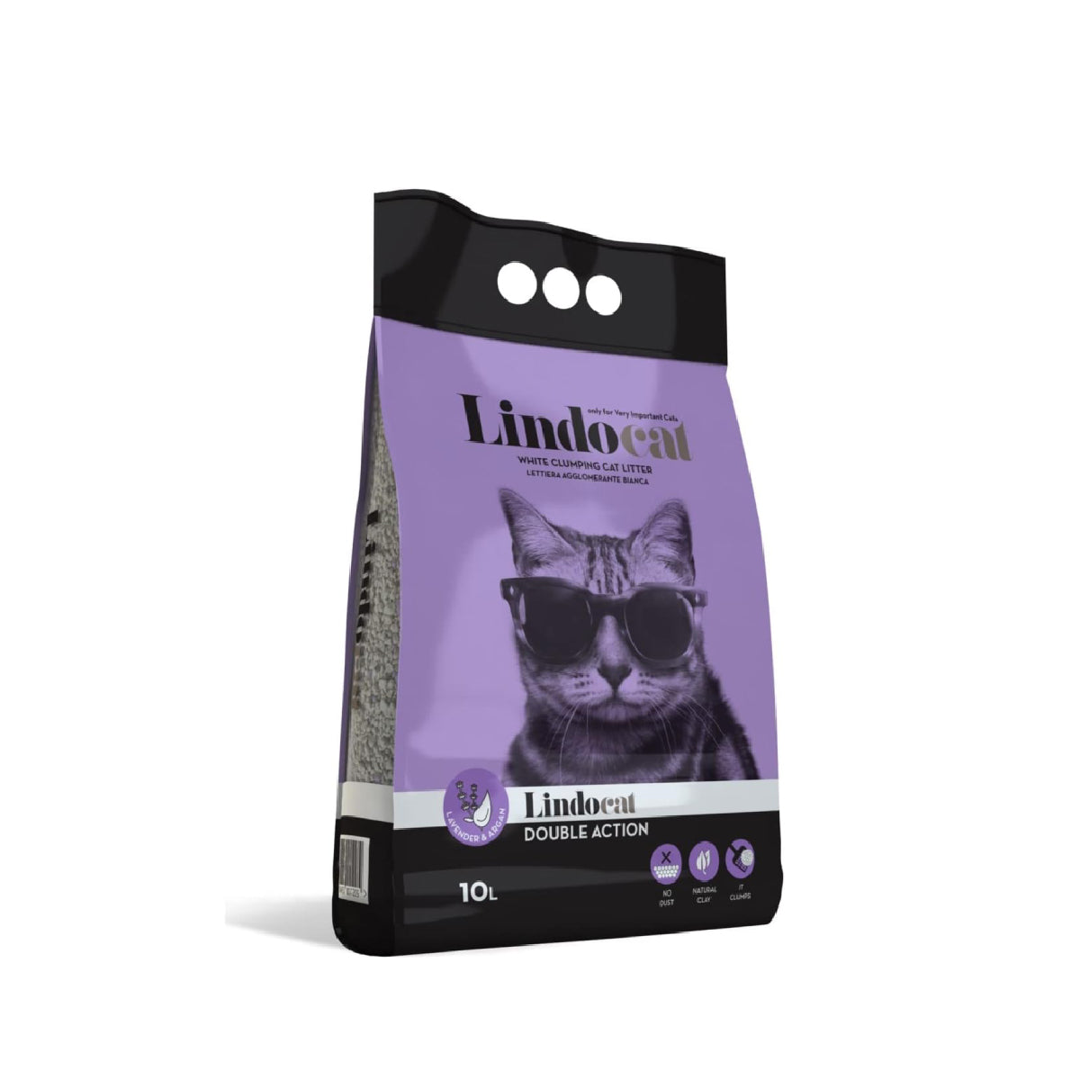 Lindocat White Clumping Cat Litter Double Action Lavender 10L