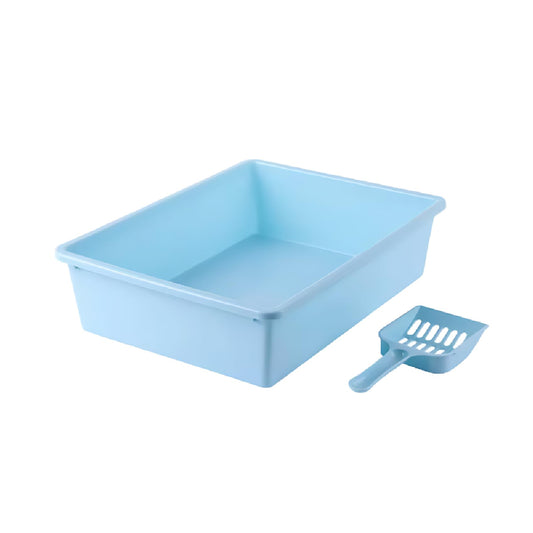 Cat Litter Tray with Scoop Blue, Medium, 38 x 28 x 10 cm